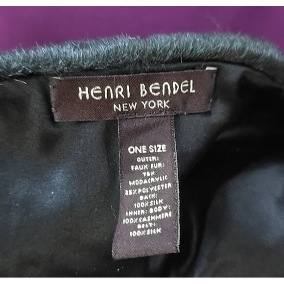 Henri Bendel Faux Fur & Silk Collar Scarf Black Bedazzled - Picture 5 of 5